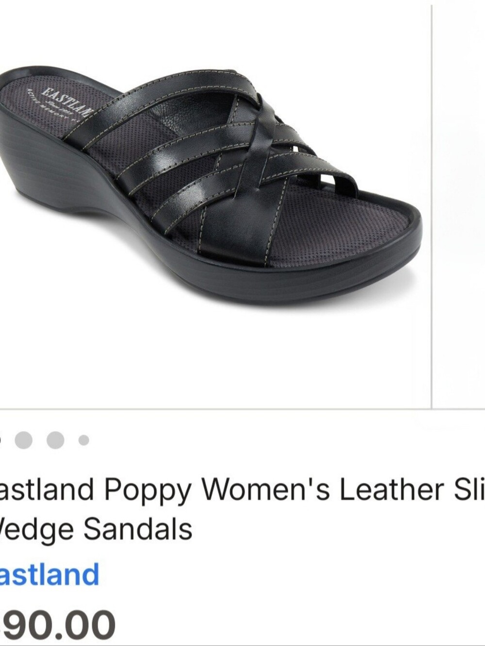 Eastland Poppy Women's Black Slide Wedge Sandals 8M - Picture 5 of 5